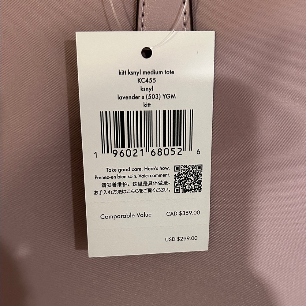 Kate Spade Kitt Nylon Medium Tote Bag in Lavender Smoke NWT - Picture 7 of 10